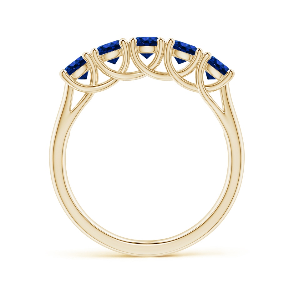 3.8mm AAAA Half Eternity Five Stone Blue Sapphire Wedding Band in Yellow Gold side 199