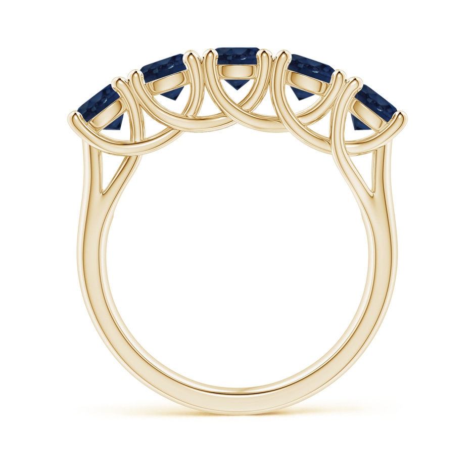 4.5mm AA Half Eternity Five Stone Blue Sapphire Wedding Band in Yellow Gold side 199
