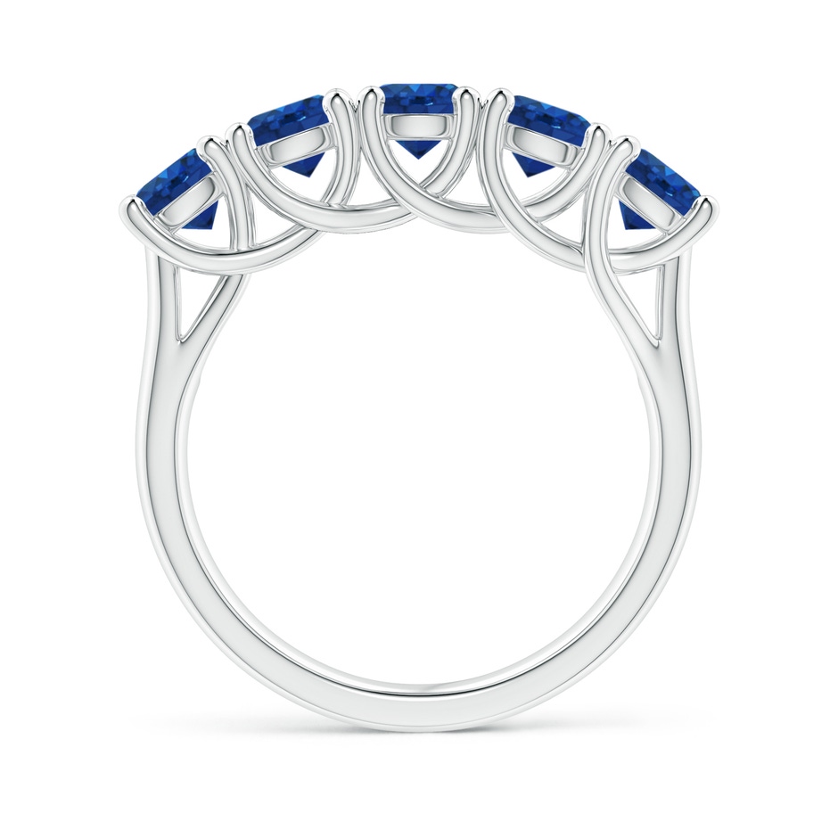 4.5mm AAA Half Eternity Five Stone Blue Sapphire Wedding Band in P950 Platinum side 199