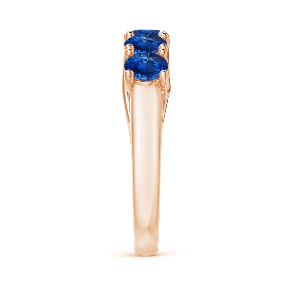 4.5mm AAA Half Eternity Five Stone Blue Sapphire Wedding Band in Rose Gold side 299