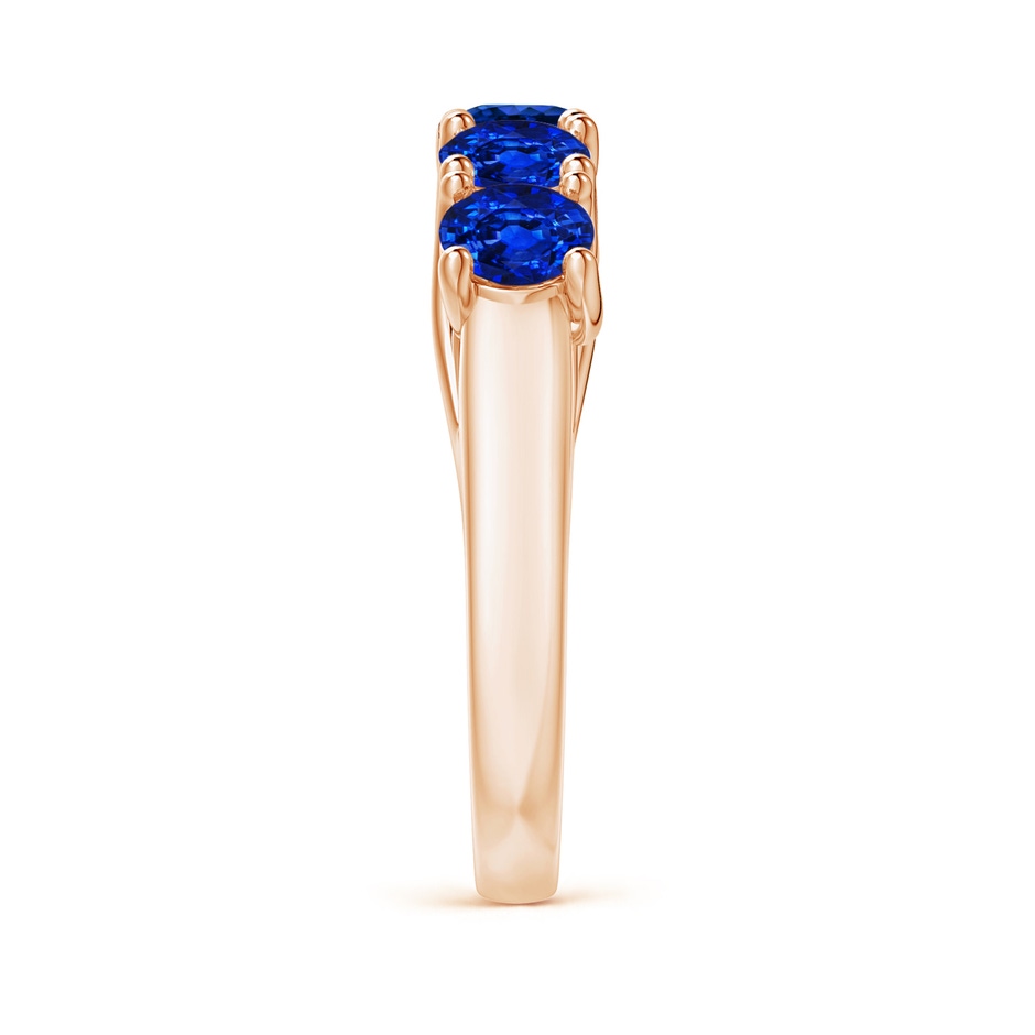 4.5mm AAAA Half Eternity Five Stone Blue Sapphire Wedding Band in Rose Gold side 299