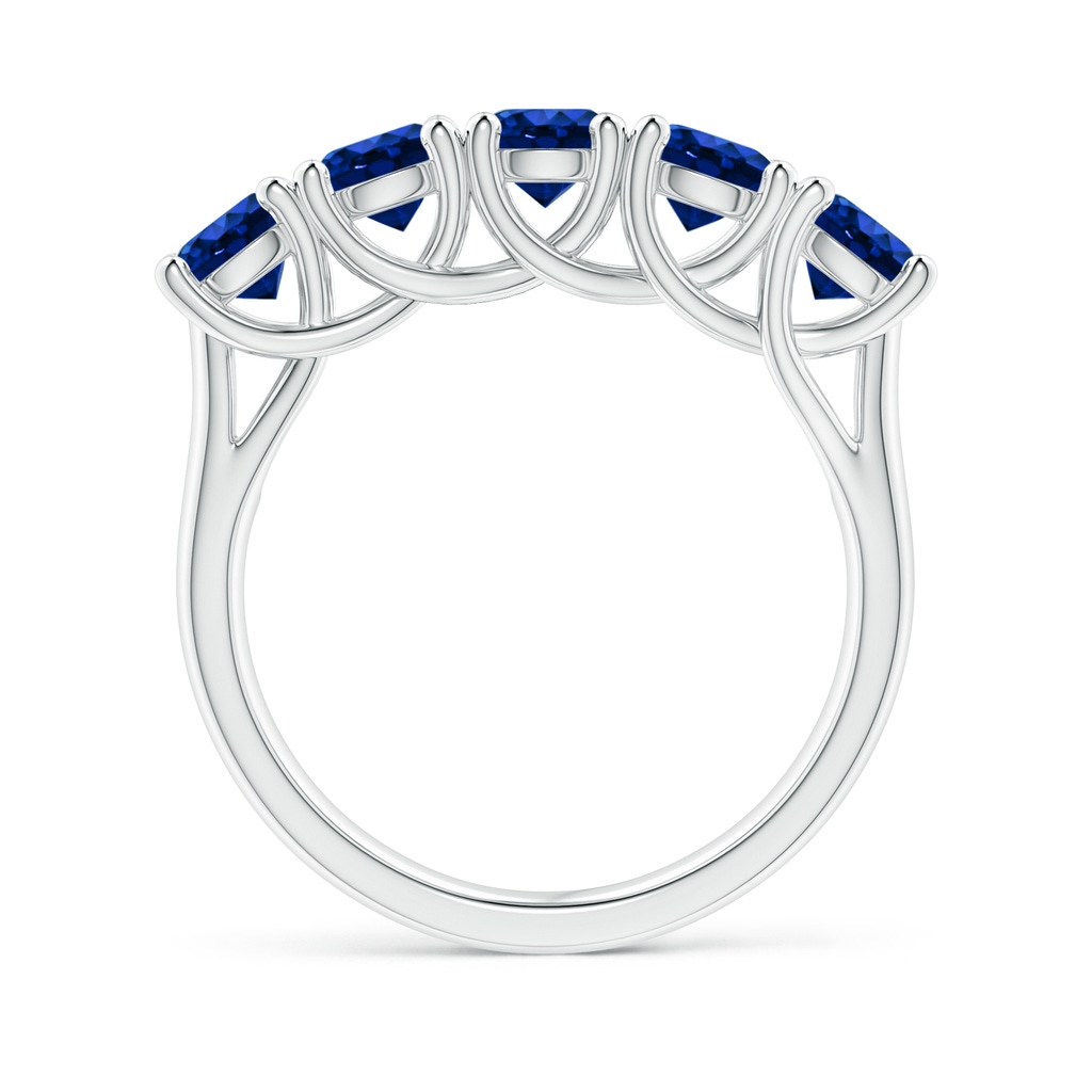 4.5mm Lab-Grown Half Eternity Five Stone Blue Sapphire Wedding Band in S999 Silver - side 199