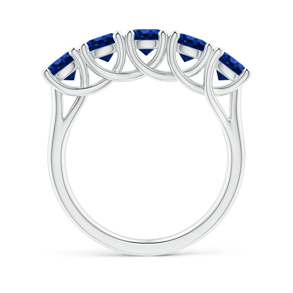 4.5mm AAAA Half Eternity Five Stone Blue Sapphire Wedding Band in White Gold side 199