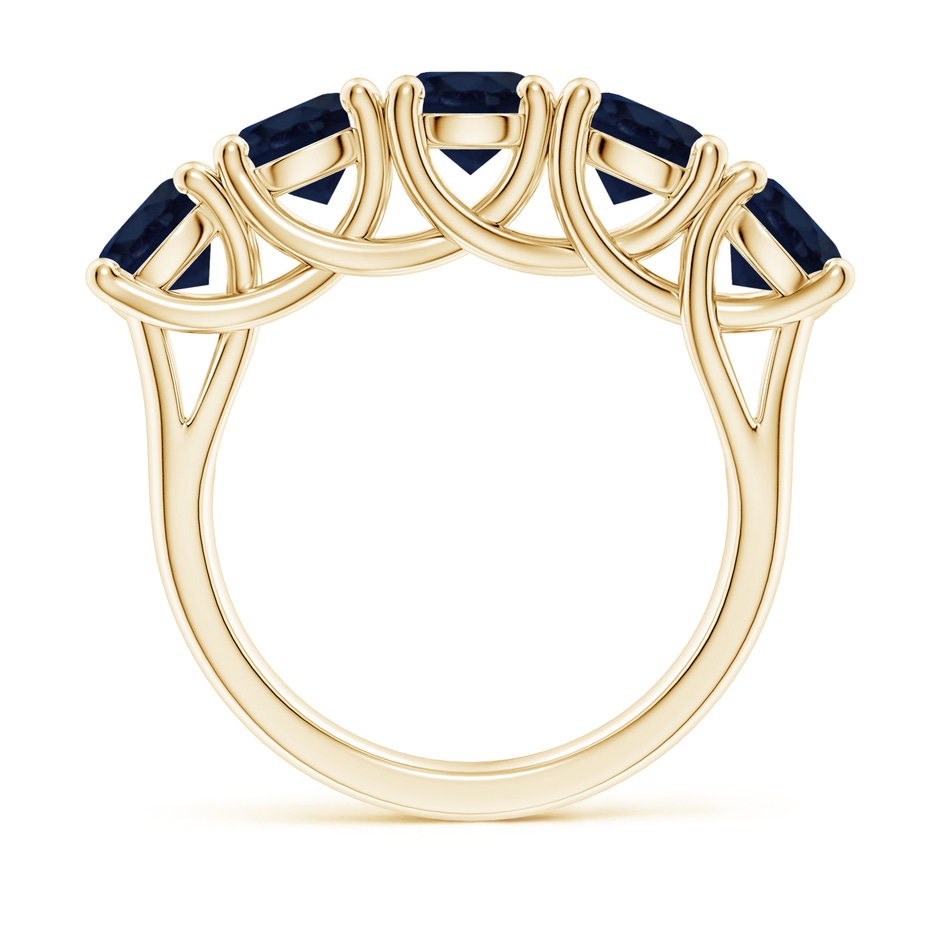 5.5mm A Half Eternity Five Stone Blue Sapphire Wedding Band in Yellow Gold side 199