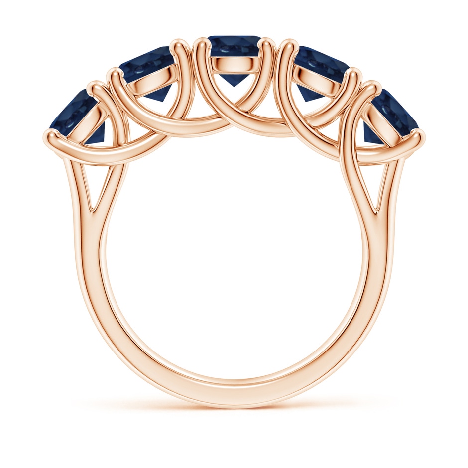 5.5mm AA Half Eternity Five Stone Blue Sapphire Wedding Band in Rose Gold side 199