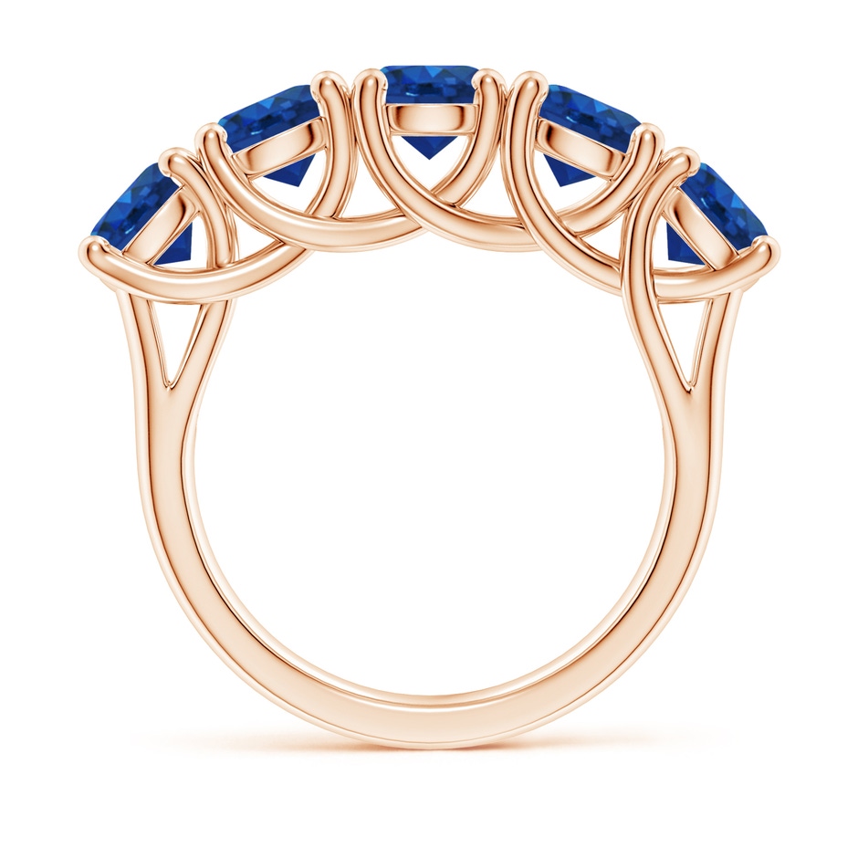 5.5mm AAA Half Eternity Five Stone Blue Sapphire Wedding Band in Rose Gold side 199