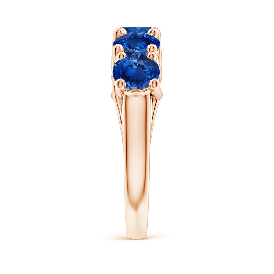 5.5mm AAA Half Eternity Five Stone Blue Sapphire Wedding Band in Rose Gold side 299
