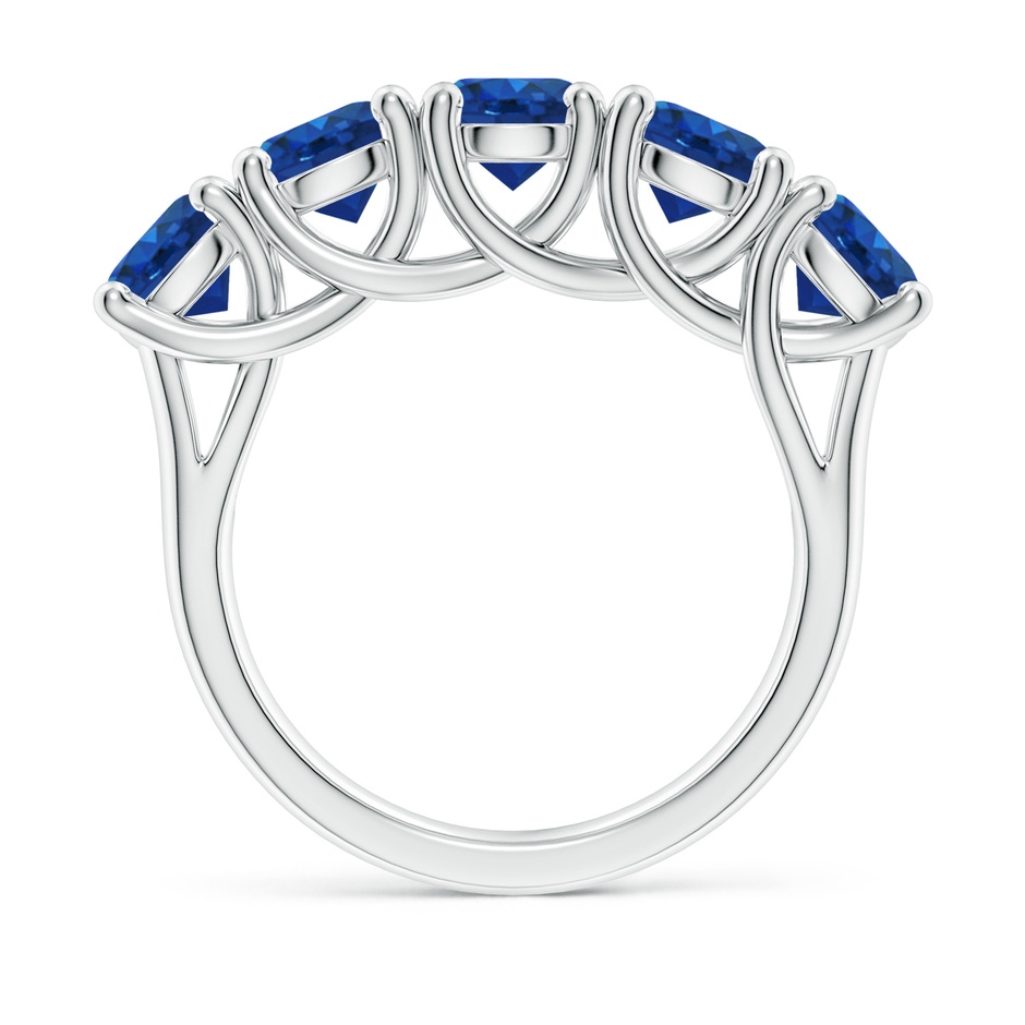 5.5mm AAA Half Eternity Five Stone Blue Sapphire Wedding Band in White Gold side 199