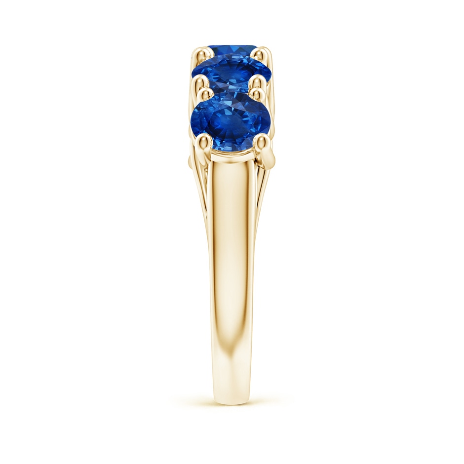 5.5mm AAA Half Eternity Five Stone Blue Sapphire Wedding Band in Yellow Gold side 299