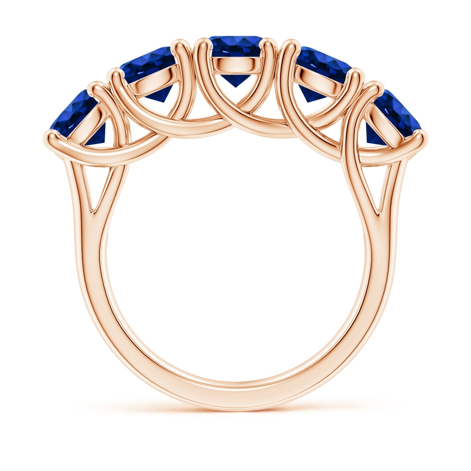 5.5mm AAAA Half Eternity Five Stone Blue Sapphire Wedding Band in Rose Gold side 199