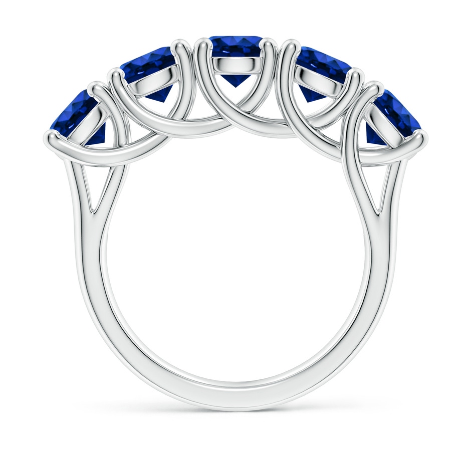 5.5mm Lab-Grown Half Eternity Five Stone Blue Sapphire Wedding Band in White Gold side 199