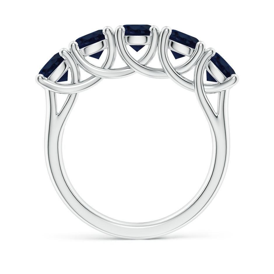 5mm A Half Eternity Five Stone Blue Sapphire Wedding Band in White Gold side 199