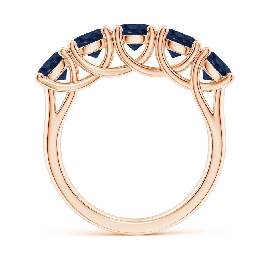 5mm AA Half Eternity Five Stone Blue Sapphire Wedding Band in Rose Gold side 199