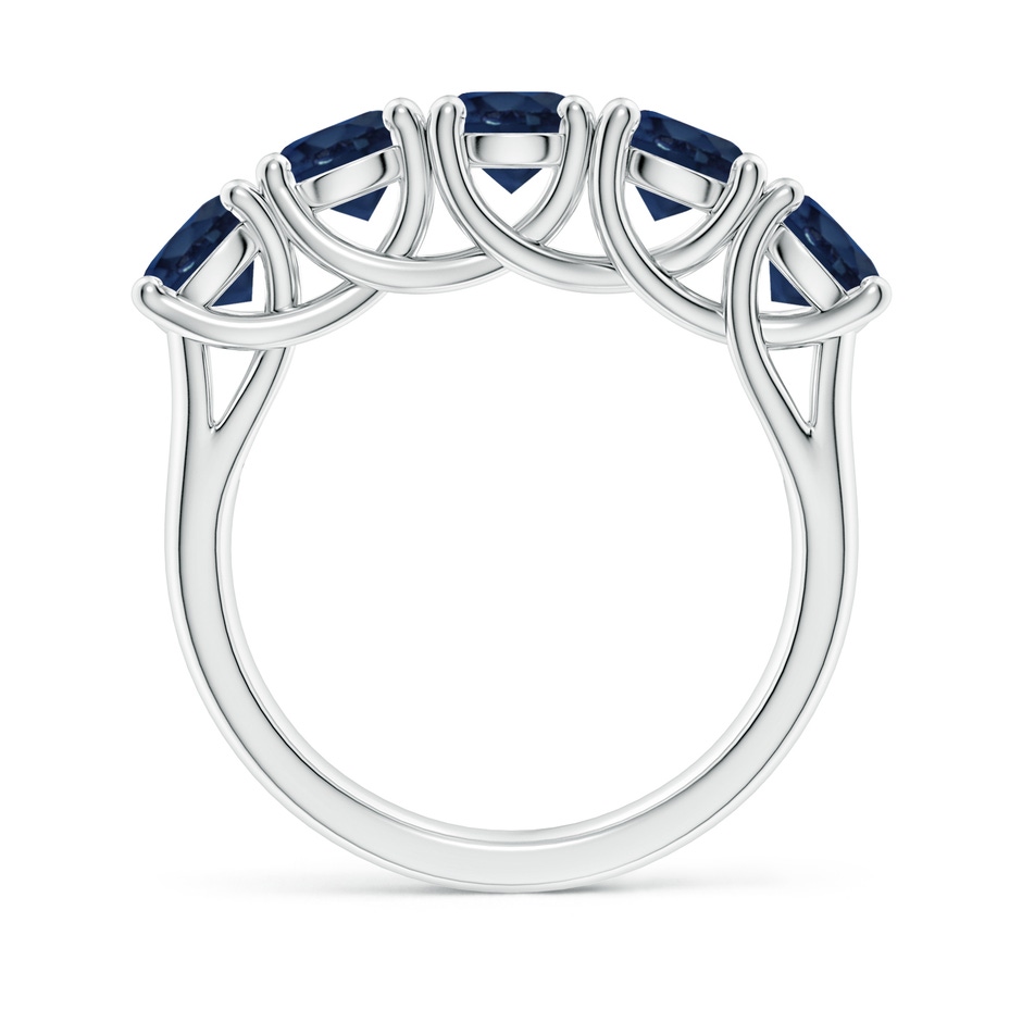 5mm AA Half Eternity Five Stone Blue Sapphire Wedding Band in White Gold side 199