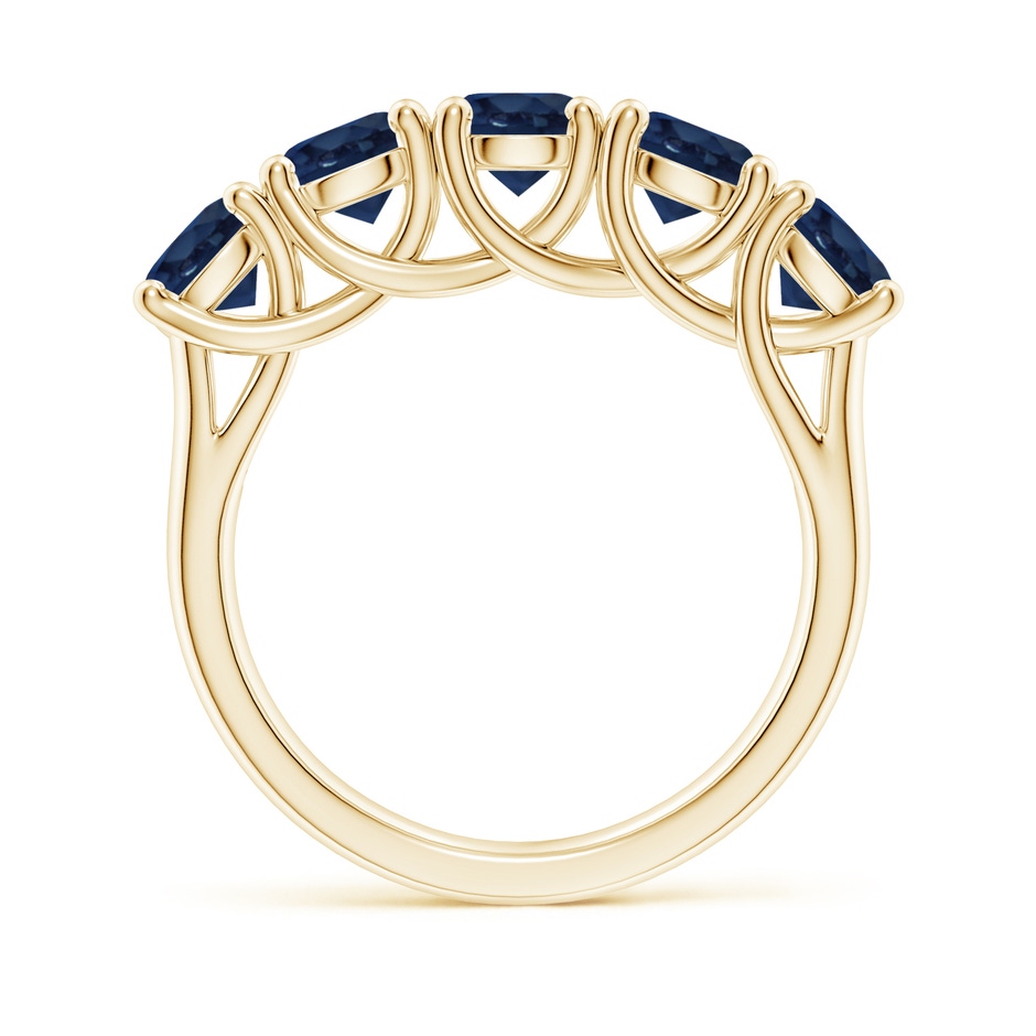 5mm AA Half Eternity Five Stone Blue Sapphire Wedding Band in Yellow Gold side 199