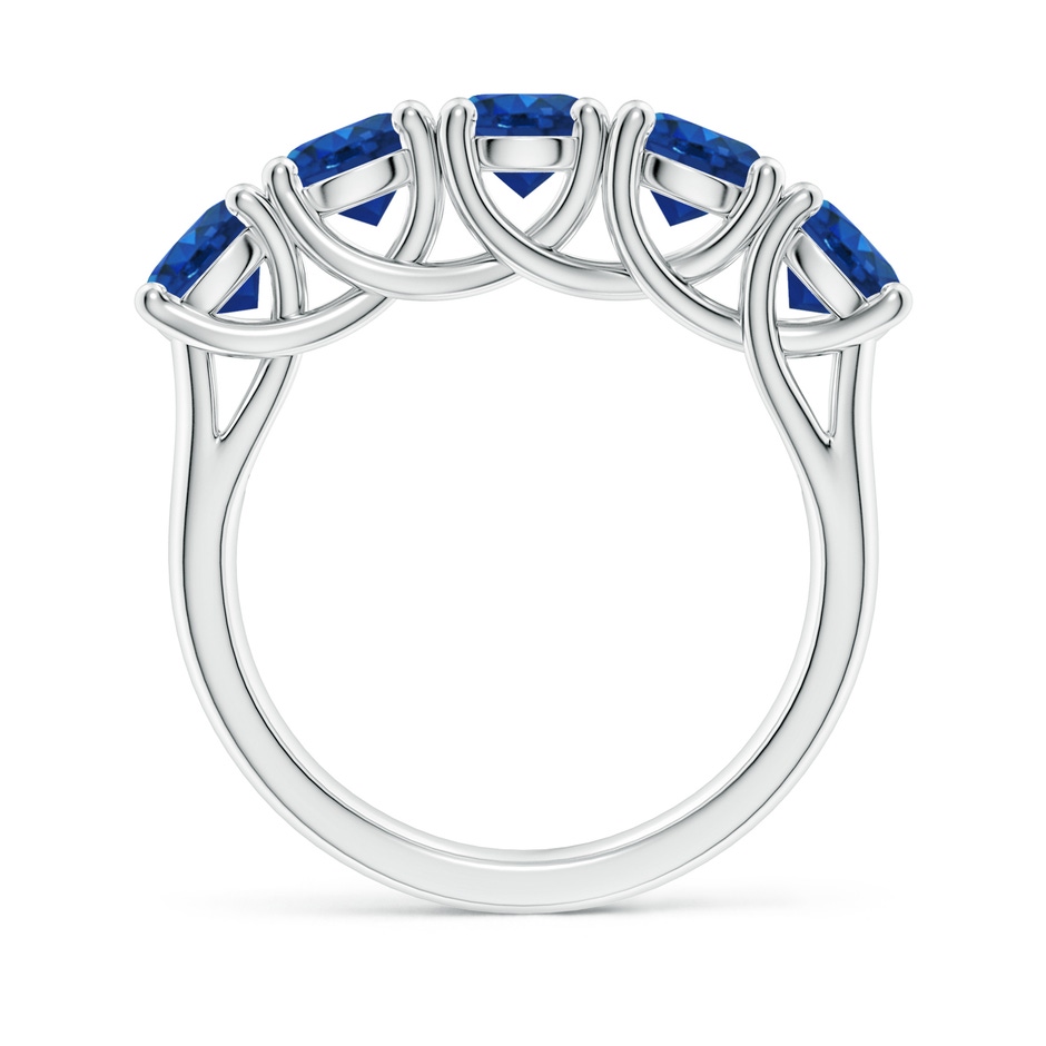 5mm AAA Half Eternity Five Stone Blue Sapphire Wedding Band in P950 Platinum side 199