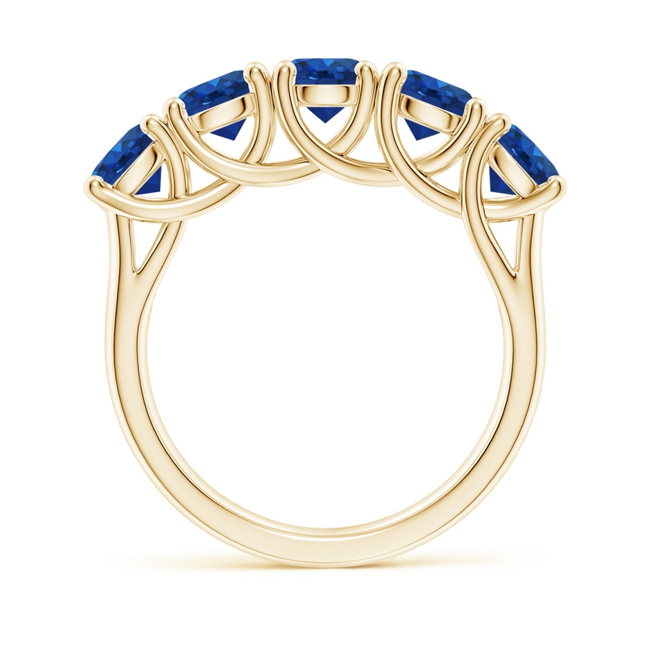 5mm AAA Half Eternity Five Stone Blue Sapphire Wedding Band in Yellow Gold side 199