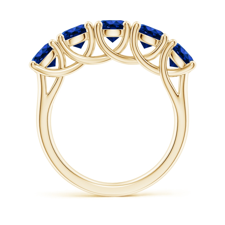 5mm Lab-Grown Half Eternity Five Stone Blue Sapphire Wedding Band in Yellow Gold side 199