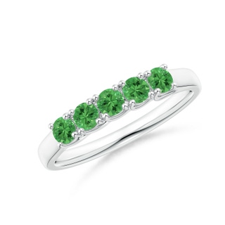 2.8mm AAA Half Eternity Five Stone Tsavorite Wedding Band in White Gold