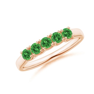 2.8mm AAAA Half Eternity Five Stone Tsavorite Wedding Band in Rose Gold