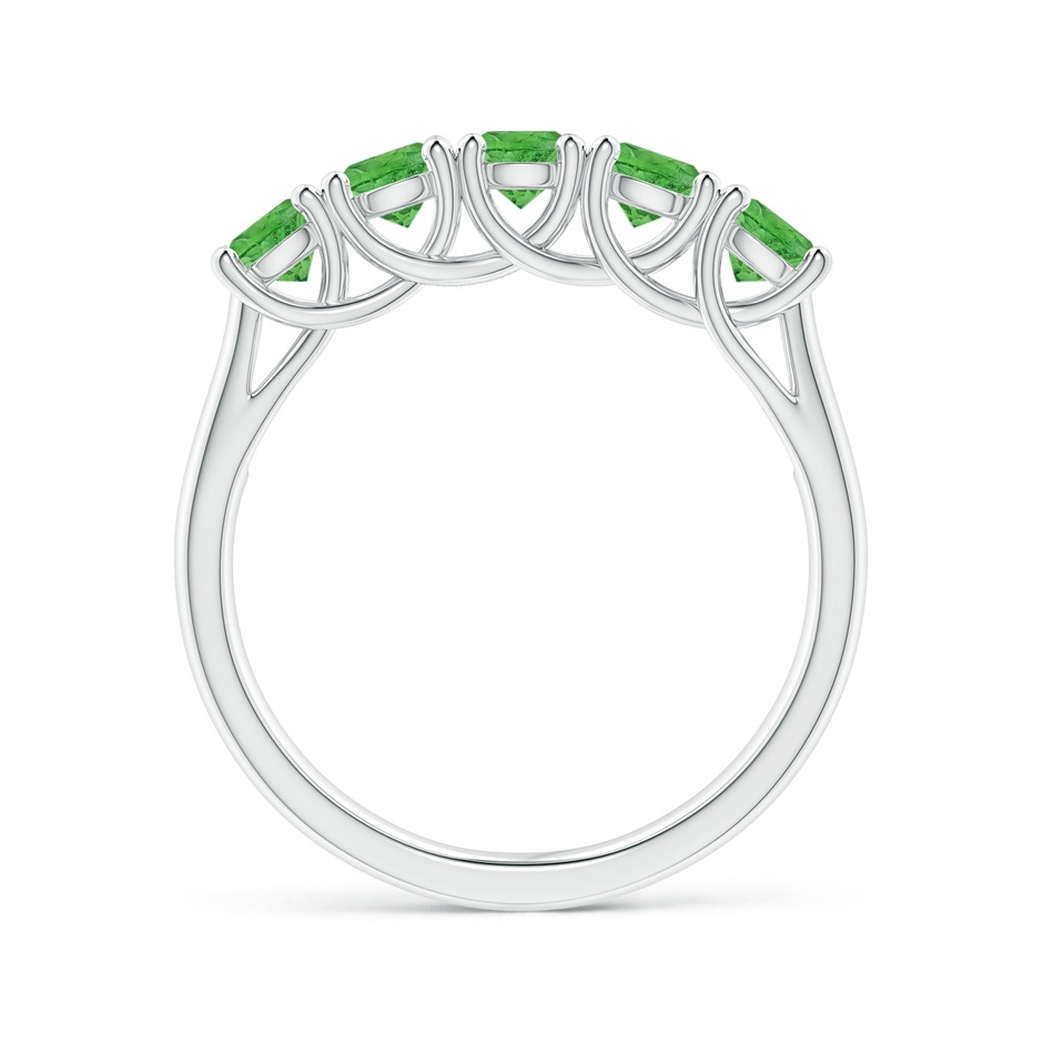 3.8mm AAA Half Eternity Five Stone Tsavorite Wedding Band in White Gold side-1