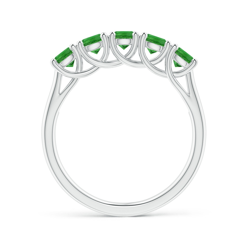 3.8mm AAAA Half Eternity Five Stone Tsavorite Wedding Band in White Gold side-1