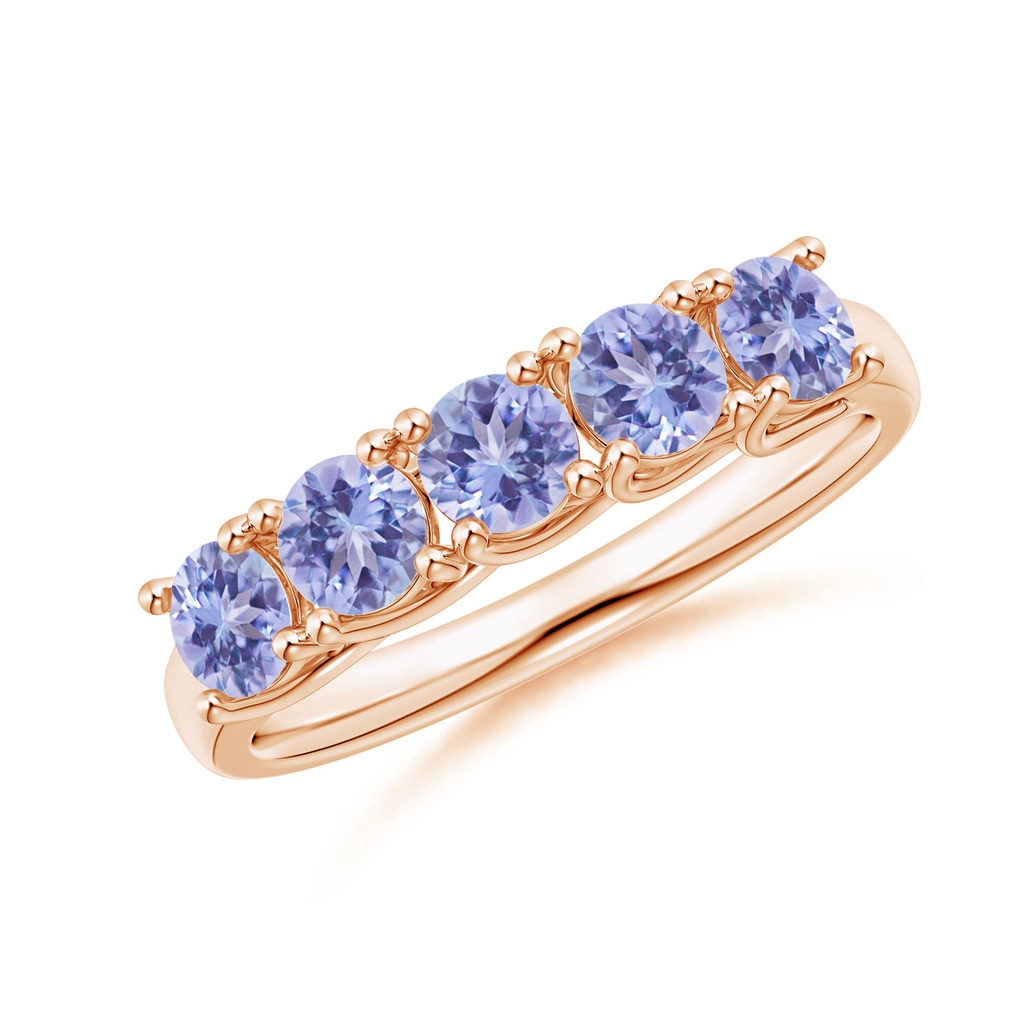 3.8mm AA Half Eternity Five Stone Tanzanite Wedding Band in Rose Gold