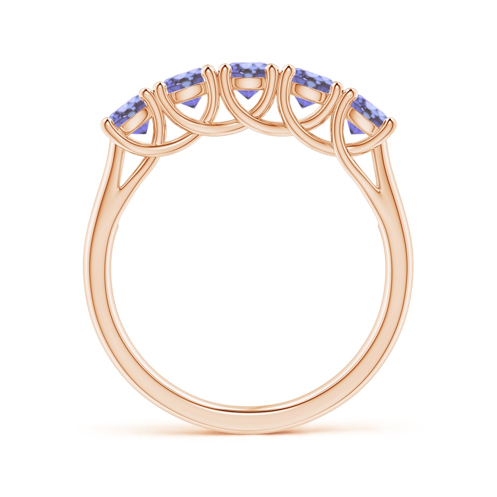 3.8mm AA Half Eternity Five Stone Tanzanite Wedding Band in Rose Gold - side 1