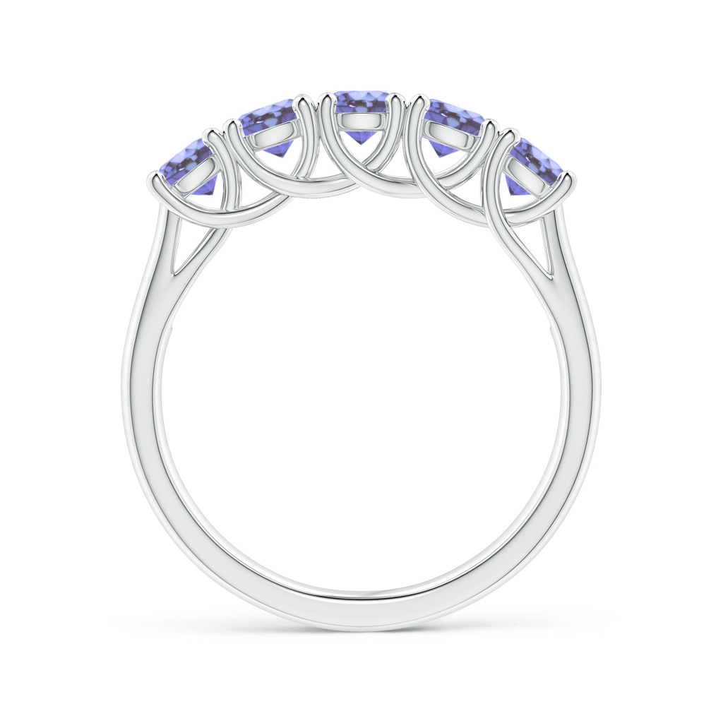 3.8mm AA Half Eternity Five Stone Tanzanite Wedding Band in White Gold - side 1