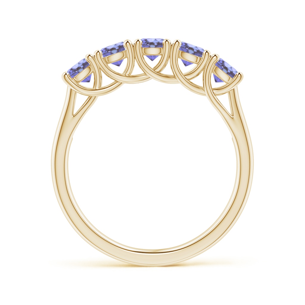 3.8mm AA Half Eternity Five Stone Tanzanite Wedding Band in Yellow Gold - side 1