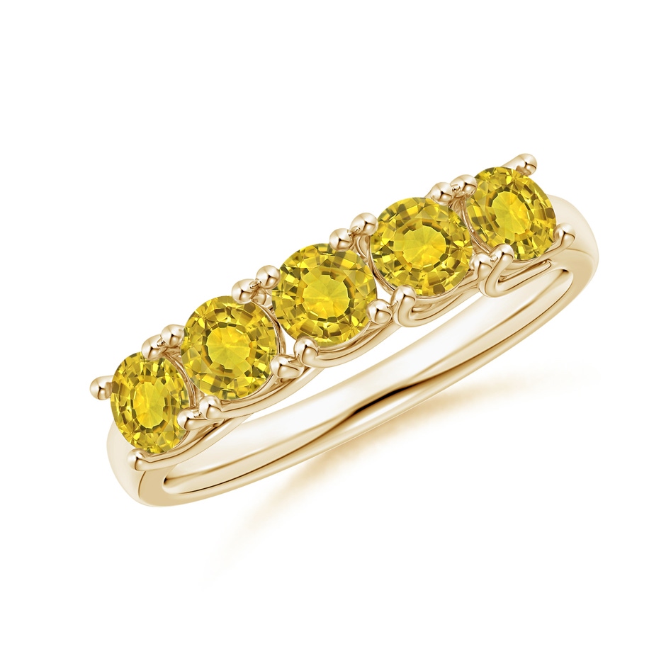 3.8mm AAAA Half Eternity Five Stone Yellow Sapphire Wedding Band in Yellow Gold 