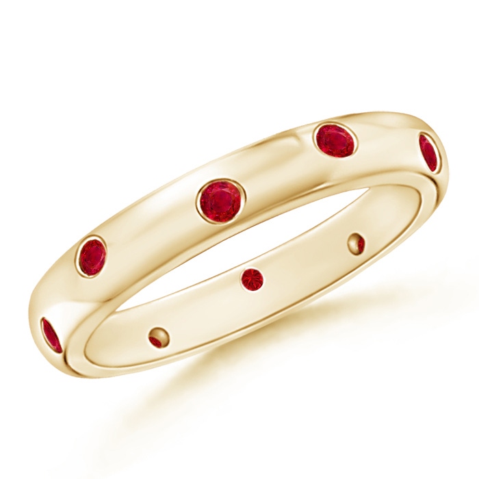 2mm AAA Gypsy Set Round Ruby Eternity Wedding Band in 55 9K Yellow Gold 