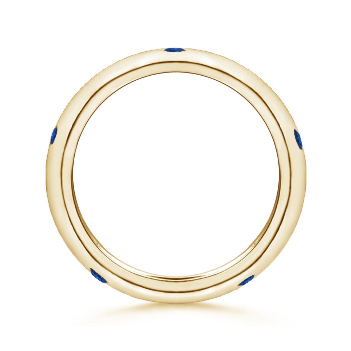 2mm AAA Gypsy Set Round Blue Sapphire Eternity Wedding Band in 65 Yellow Gold side-1