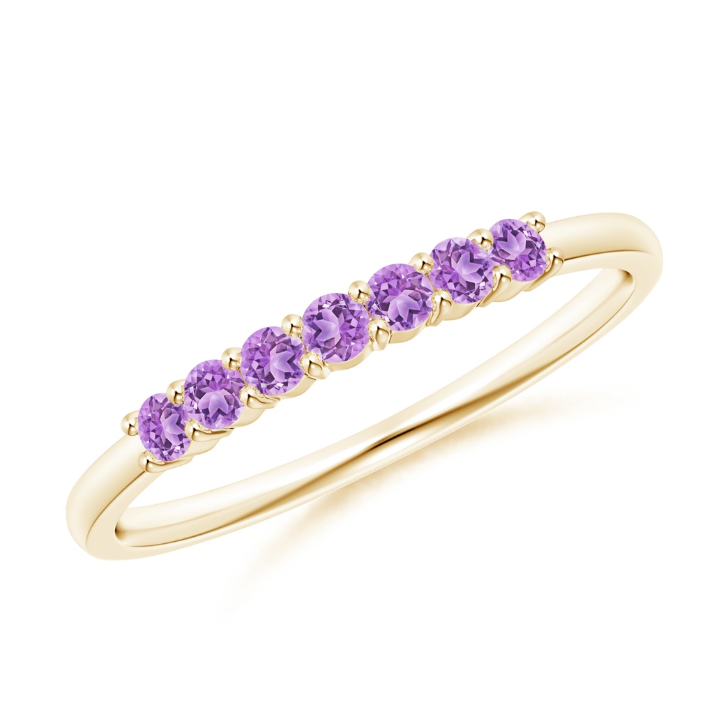 2mm AAA Half Eternity Seven Stone Amethyst Wedding Band in Yellow Gold