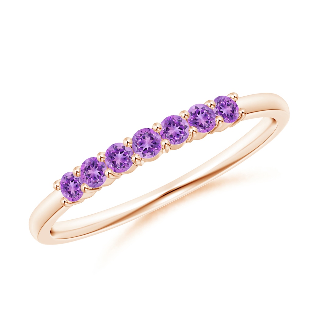 2mm AAAA Half Eternity Seven Stone Amethyst Wedding Band in Rose Gold