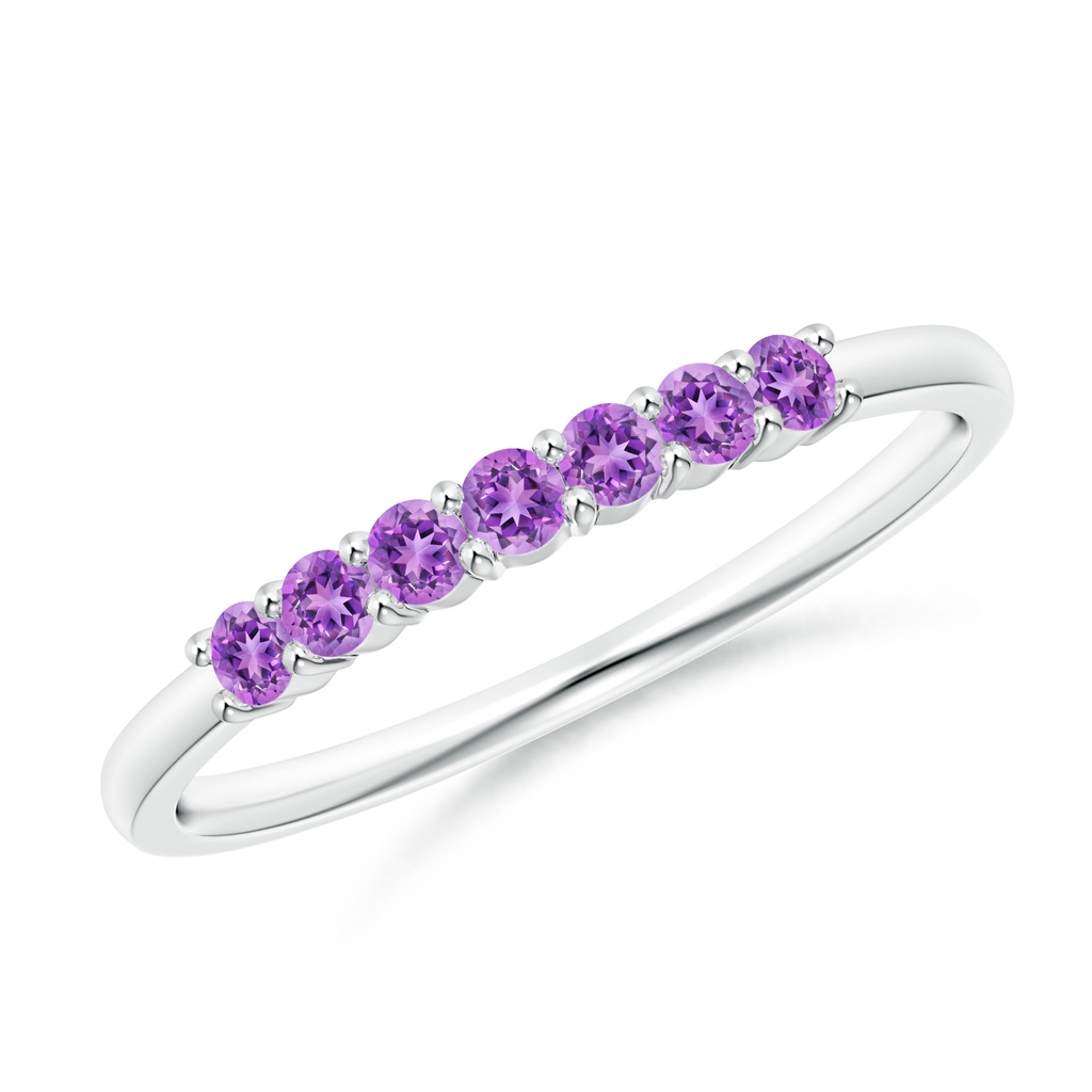 2mm AAAA Half Eternity Seven Stone Amethyst Wedding Band in White Gold