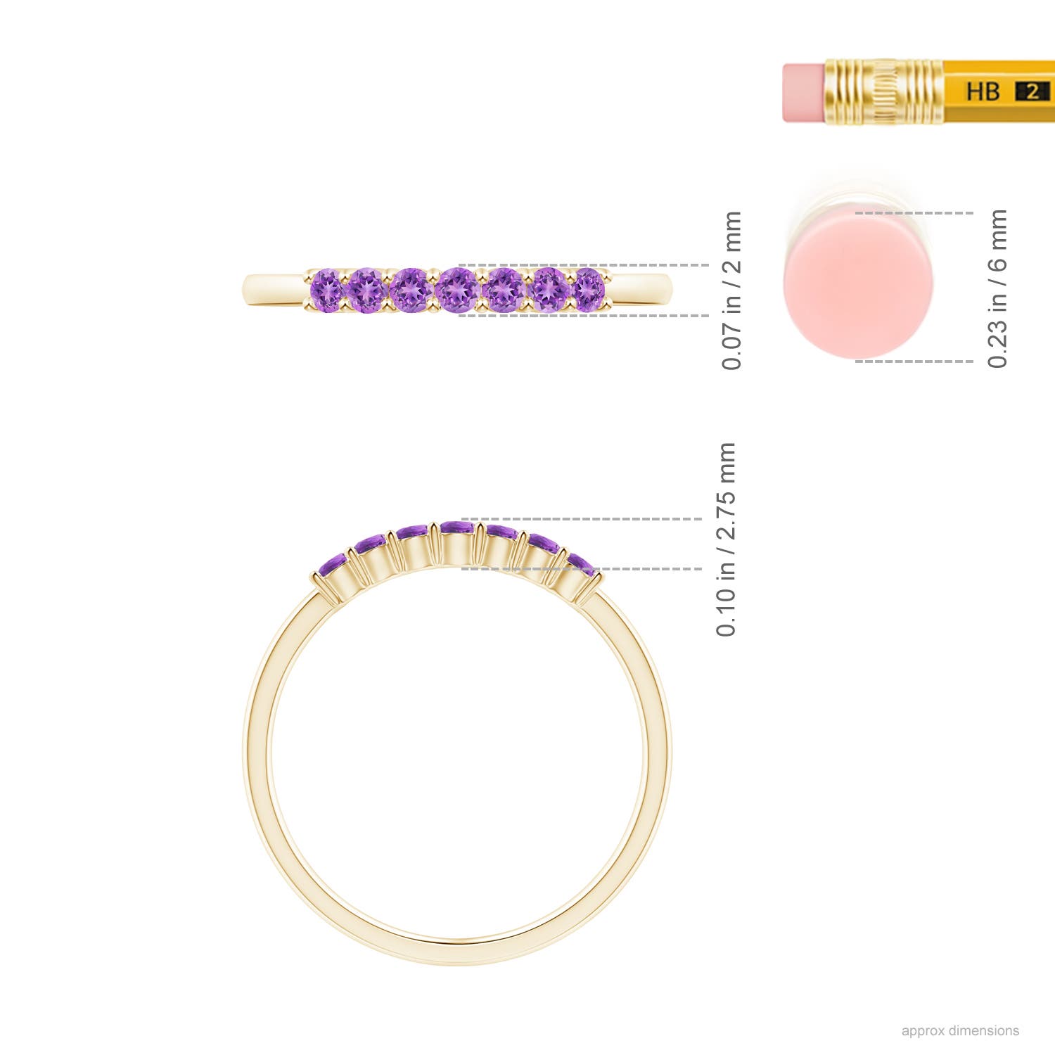 AAAA - Amethyst / 0.21 CT / 14 KT Yellow Gold