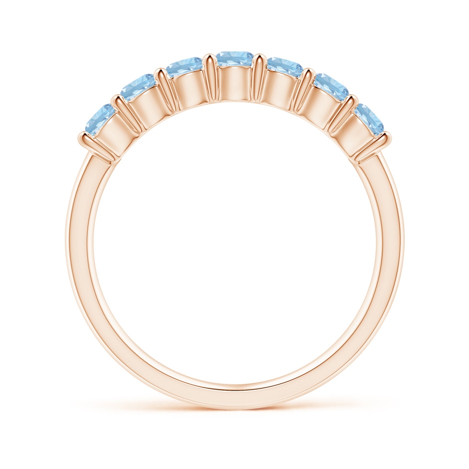 3mm AAA Half Eternity Seven Stone Aquamarine Wedding Band in Rose Gold side-1