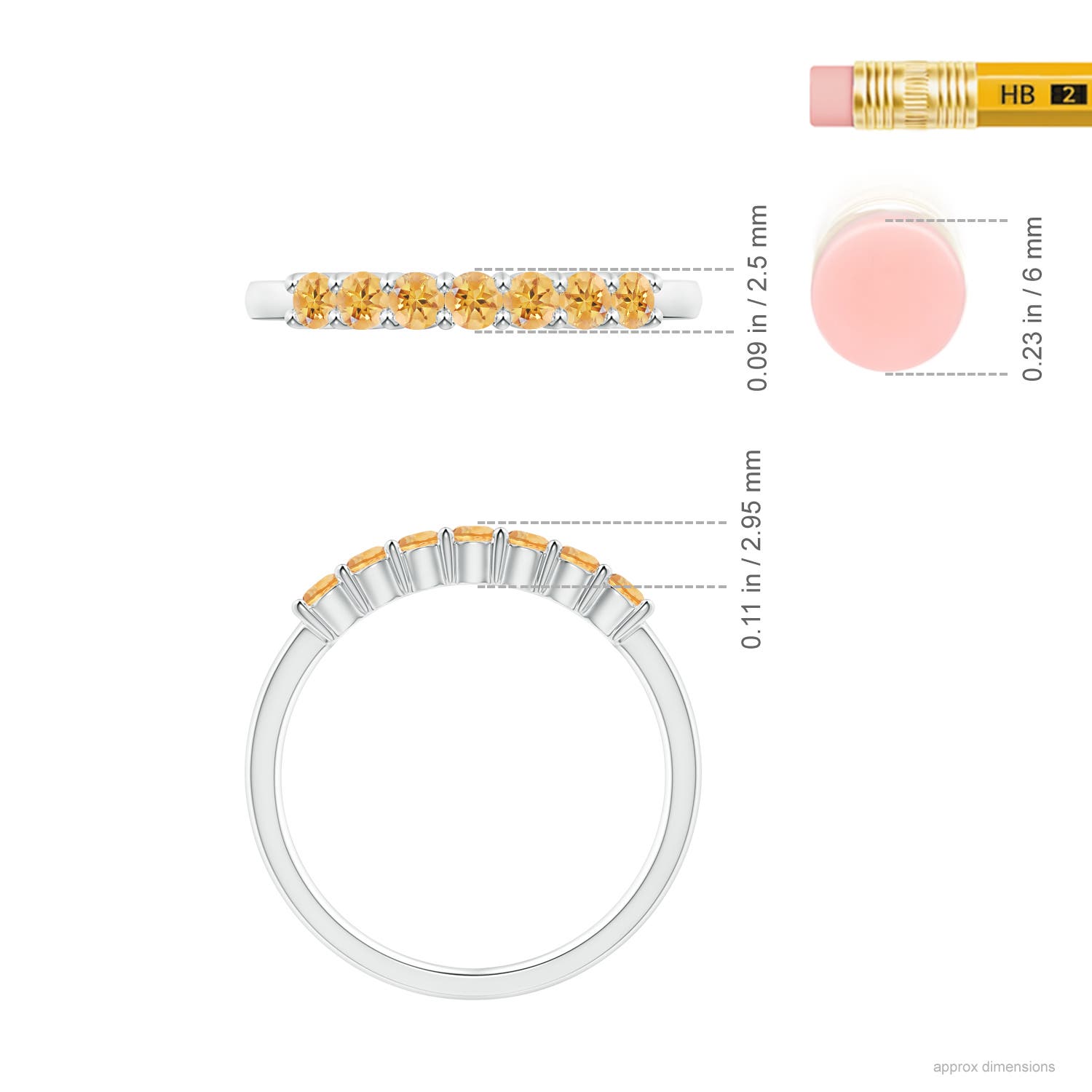 AA - Citrine / 0.42 CT / 14 KT White Gold