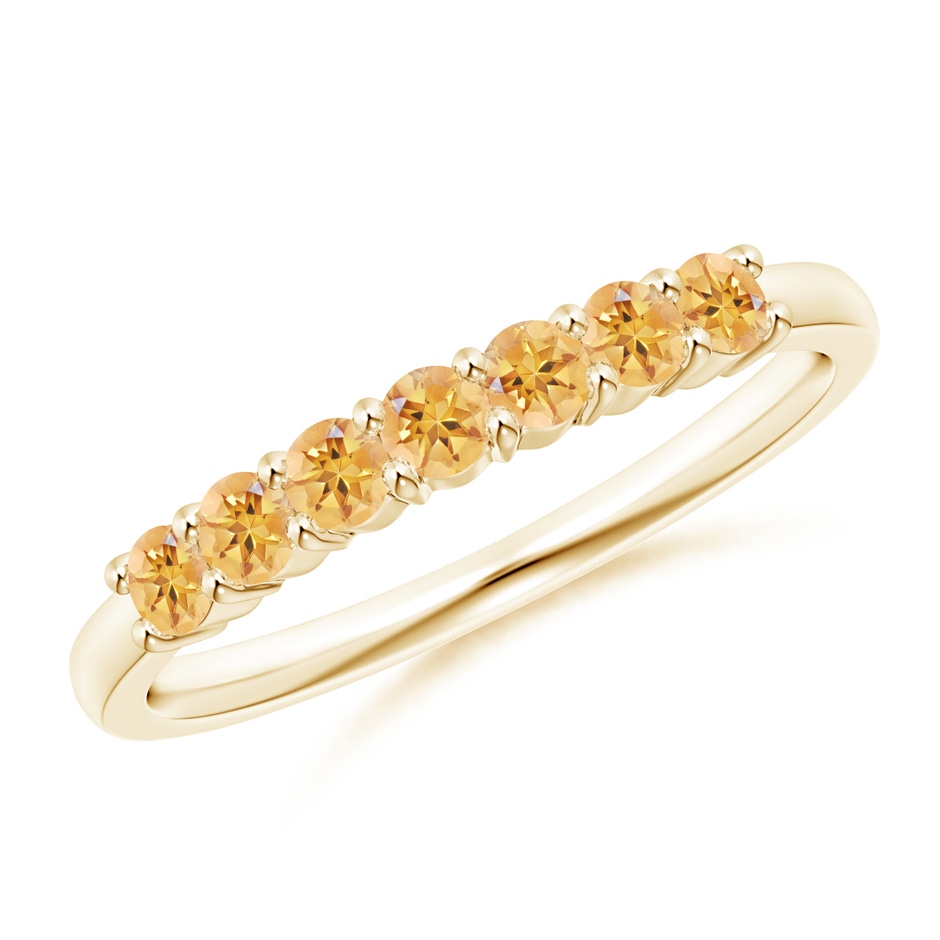 2.5mm AA Half Eternity Seven Stone Citrine Wedding Band in Yellow Gold 