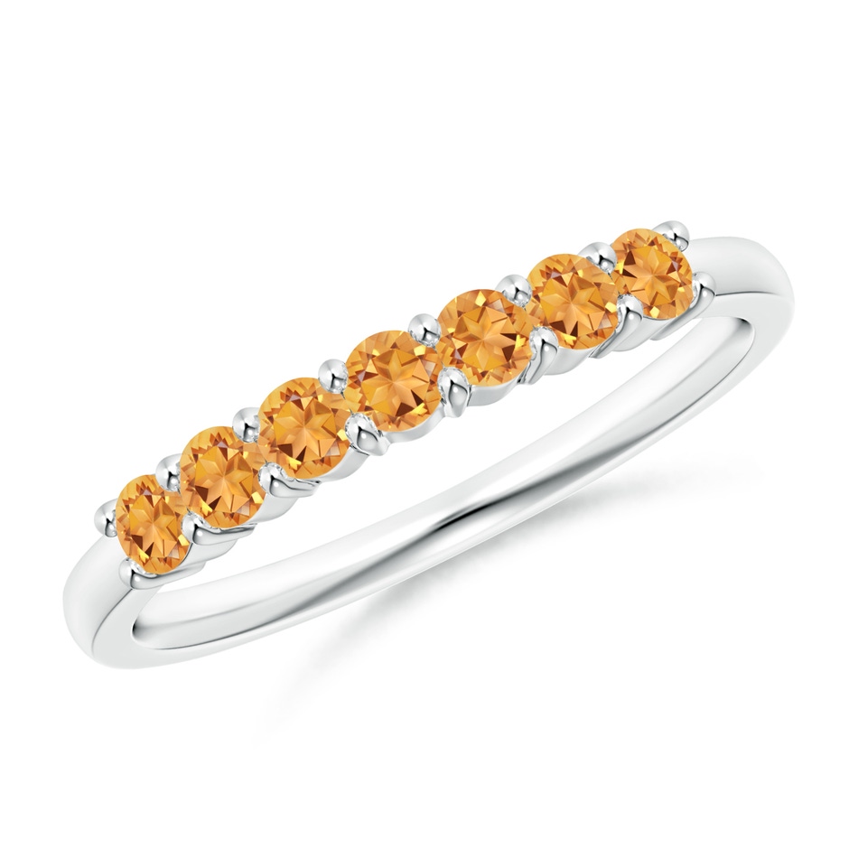 2.5mm AAA Half Eternity Seven Stone Citrine Wedding Band in White Gold 