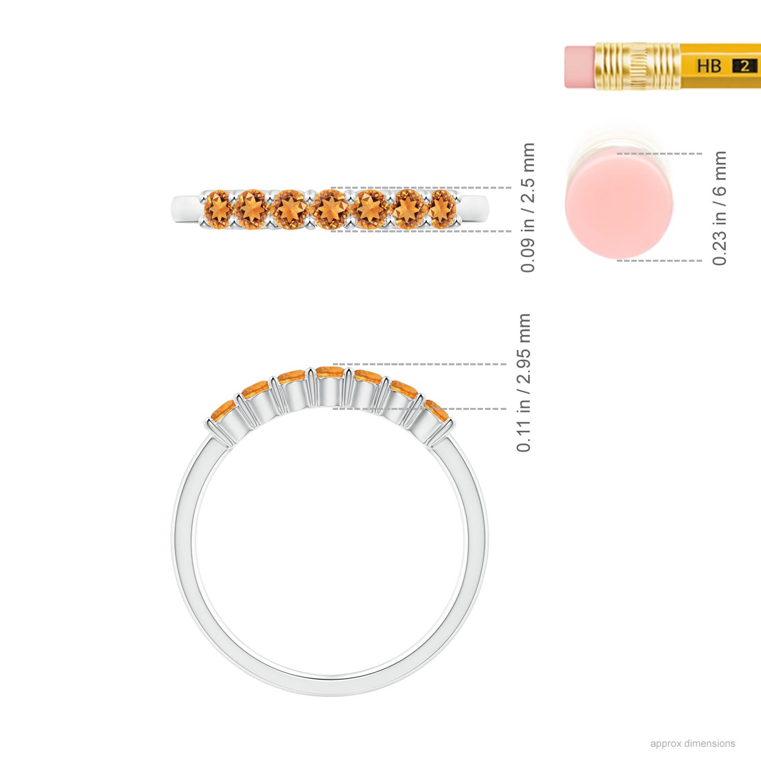 AAAA - Citrine / 0.42 CT / 14 KT White Gold