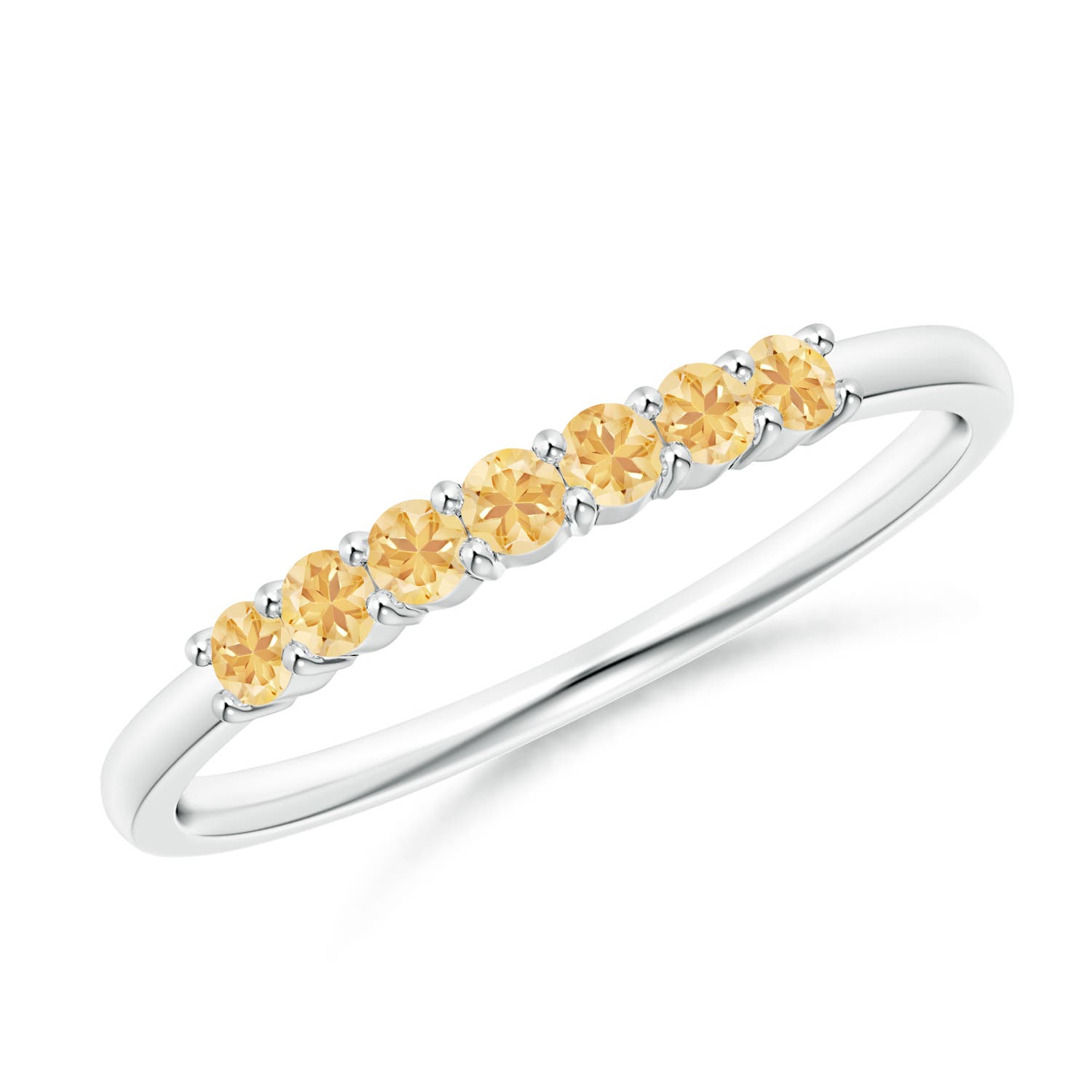 2mm A Half Eternity Seven Stone Citrine Wedding Band in S999 Silver