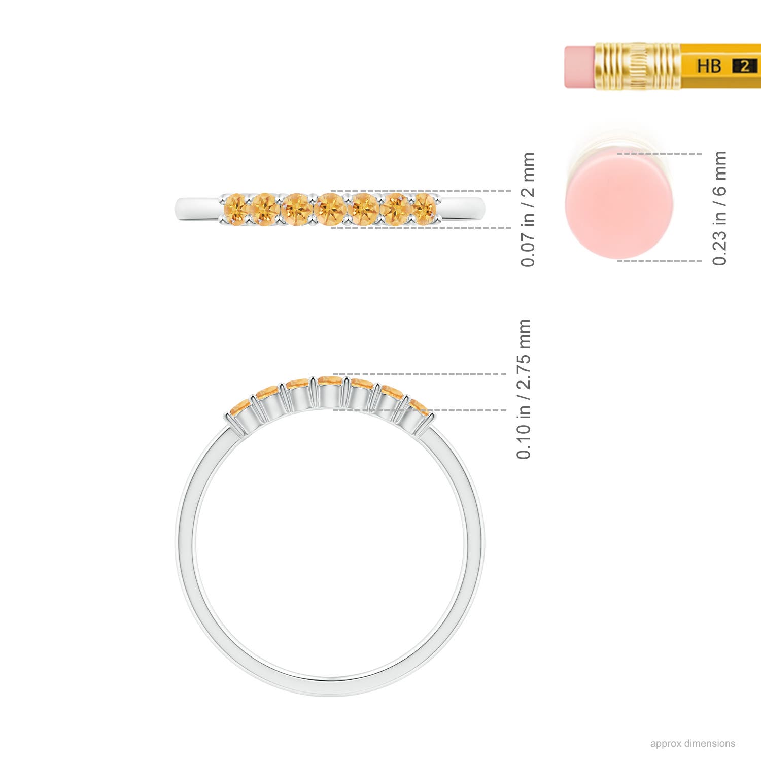 AA - Citrine / 0.28 CT / 14 KT White Gold