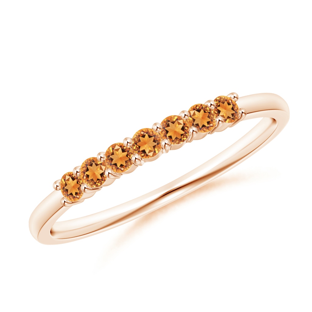 2mm AAAA Half Eternity Seven Stone Citrine Wedding Band in Rose Gold