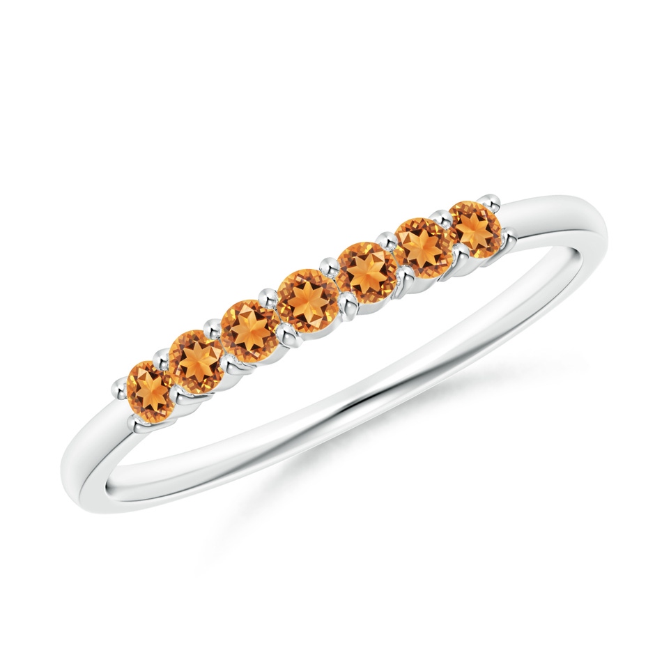 2mm AAAA Half Eternity Seven Stone Citrine Wedding Band in S999 Silver 