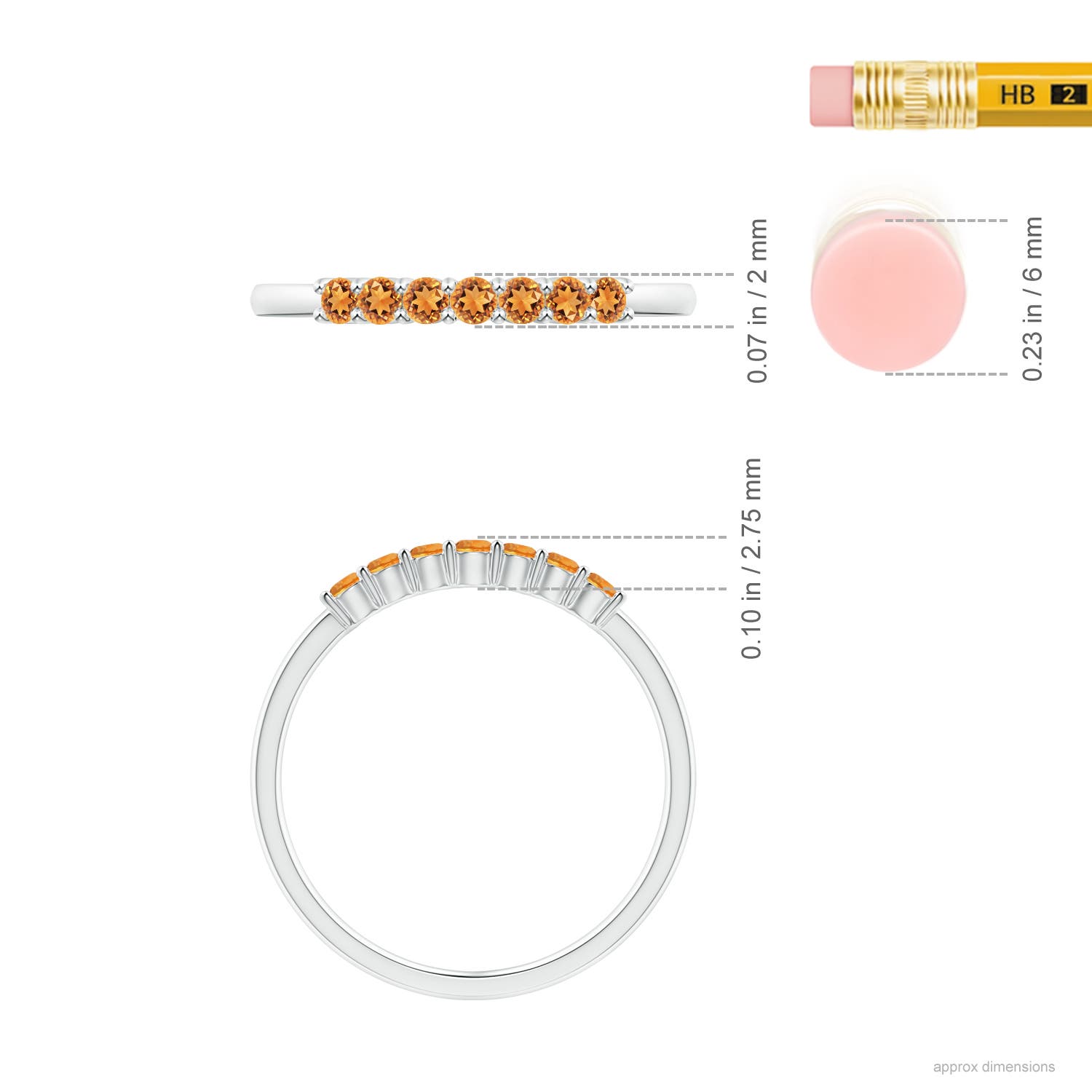 AAAA - Citrine / 0.28 CT / 14 KT White Gold