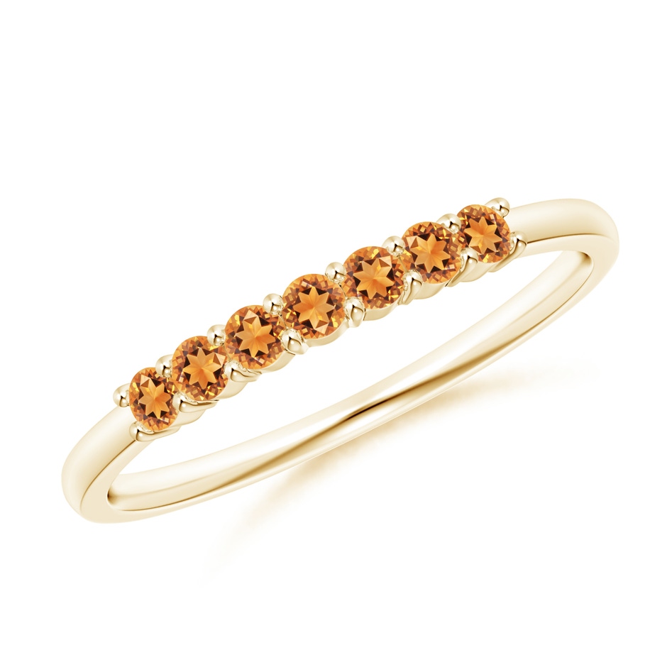 2mm AAAA Half Eternity Seven Stone Citrine Wedding Band in Yellow Gold 