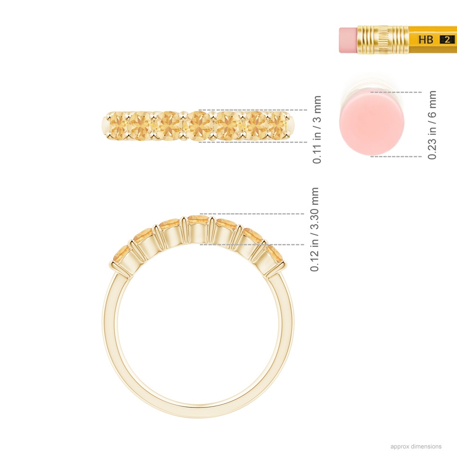 3mm A Half Eternity Seven Stone Citrine Wedding Band in Yellow Gold ruler