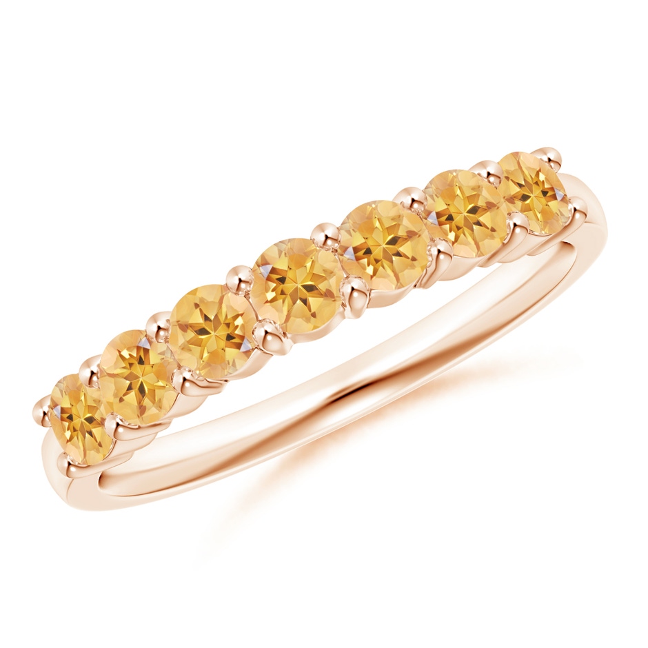 3mm AA Half Eternity Seven Stone Citrine Wedding Band in Rose Gold 